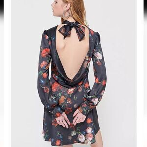 UO Riley Floral Cowl-Back Mini Dress